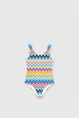 Missoni Costume intero stampa zig zag con scollatura tonda, Bambina