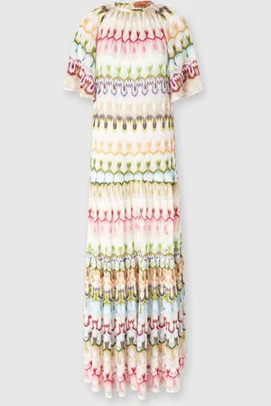 Missoni Abito lungo a maniche corte con dettagli floreali in pizzo, Donna