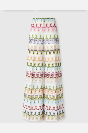 Missoni Pantaloni lunghi a vita alta con motivo floreale astratto, Donna
