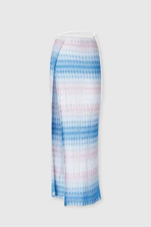 Missoni Gonna lunga pareo in pizzo dégradé, Donna, Blu & Rosa