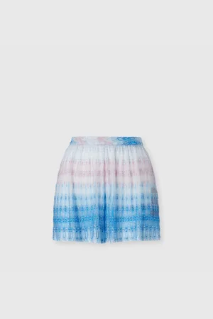 Missoni Short in pizzo con iconico motivo zig zag, Donna, Blu & Rosa