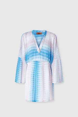 Missoni Copricostume corto con pizzo dégradé, Donna, Blu & Rosa