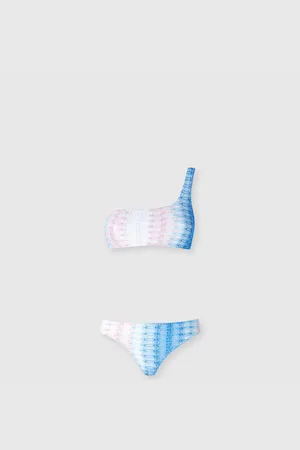 Missoni Bikini monospalla in pizzo dégradé, Donna, Blu & Rosa