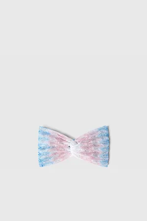 Missoni Fascia per capelli in viscosa chevron, Donna, Blu & Rosa