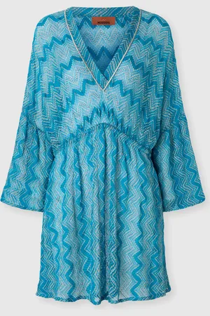 Missoni Abito copricostume in viscosa zig zag lamé con maniche ampie, Donna