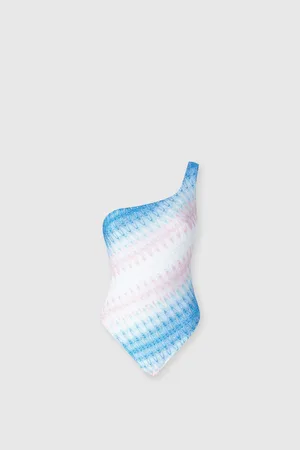 Missoni Costume intero monospalla in viscosa e lamé, Donna, Blu & Rosa