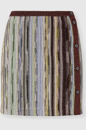 Missoni Minigonna in viscosa fiammata lamé a righe con abbottonatura laterale, Donna