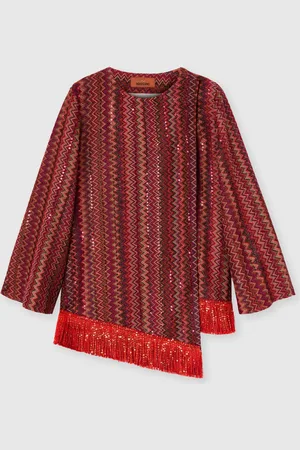 Missoni Camicia asimmetrica a manica lunga con motivo chevron, Bambina