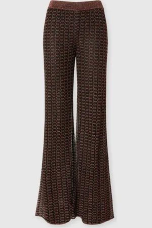 Missoni Pantapalazzo in viscosa lamé motivo pizzo, Donna, Ruggine & Nero