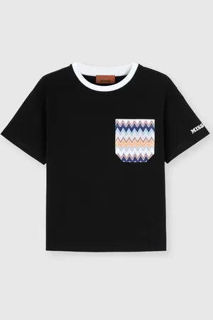 Missoni T-shirt girocollo con stampa zig zag sul taschino, Bambino