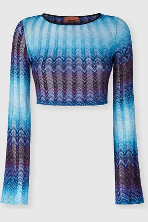 Missoni Crop Top a maniche lunghe in misto viscosa, Donna
