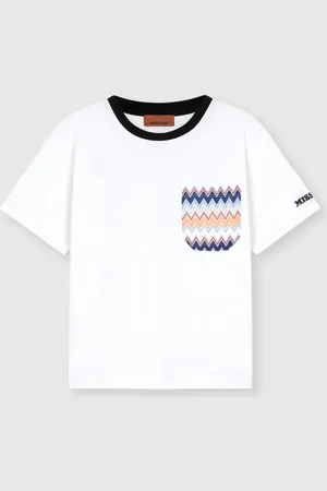 Missoni T-shirt girocollo con stampa zig zag sul taschino, Bambino