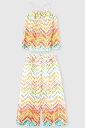 Missoni Set due pezzi top e pantalone con stampa zig zag tratteggiata, Bambina