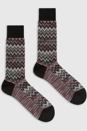 Missoni Calzini corti in 100% cotone rigati con zig zag, Uomo