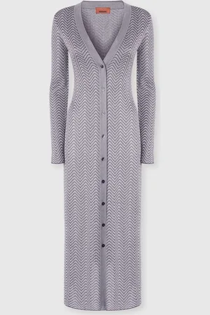 Missoni Cardigan lungo motivo onde, Donna, Argento & Grigio