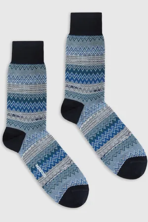 Missoni Calzini corti in 100% cotone rigati con zig zag, Uomo