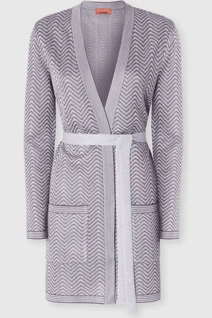 Missoni Cardigan motivo onde con cintura, Donna, Argento & Grigio