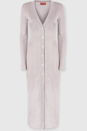 Missoni Cardigan lungo motivo onde, Donna, Bianco & Beige