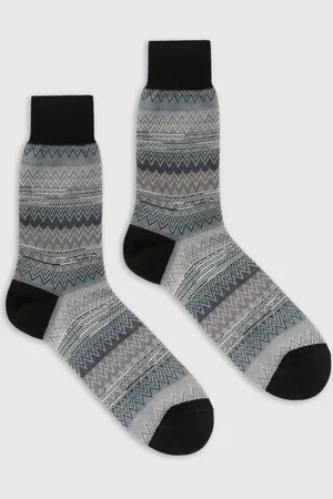 Missoni Calzini corti in 100% cotone rigati con zig zag, Uomo