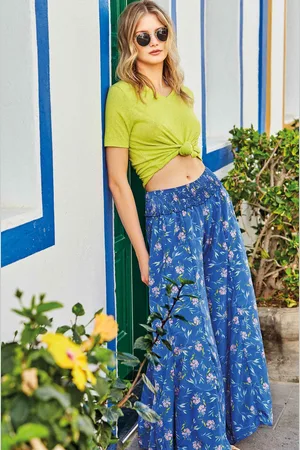 ICONIQUE PANTALONI PALAZZO A FIORI