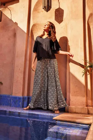 ICONIQUE PANTALONI PALAZZO MOTIVO FANTASIA