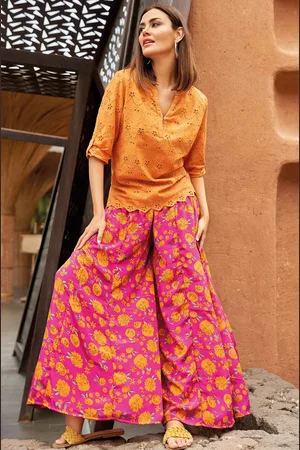 David Beachwear PANTALONI PALAZZO FIORI ARANCIO