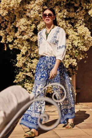 David Beachwear PANTALONI FLOREALE NEI TONI DEL BLU