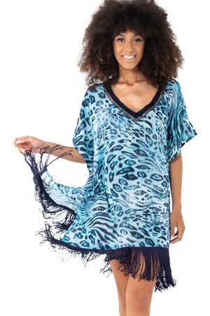 VACANZE ITALIANE PONCHO ANIMALIER CON FRANGE