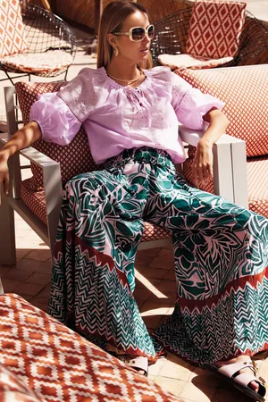 David Beachwear PANTALONI PALAZZO TONI SMERALDO