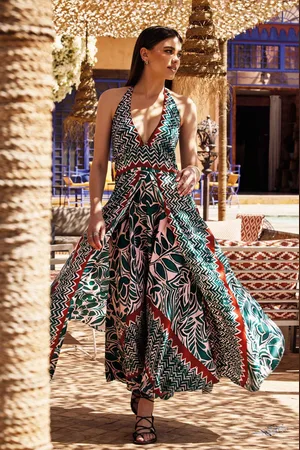 David Beachwear ABITO CON ALLACCIATURA AL COLLO SMERALDO