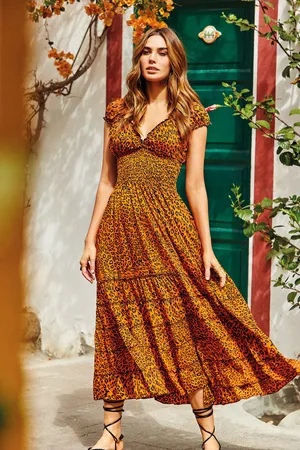 ICONIQUE ABITO LUNGO LEOPARDATO
