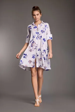 ICONIQUE ABITO CAMICIA IN MISTO LINO NIVES