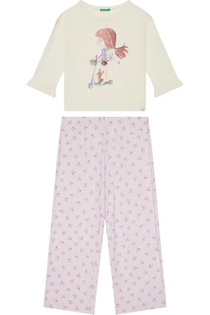 Pigiama United Colors Of Benetton Per Bambine - T-shirt E Shorts In Cotone Viscosa Con Stampa Glitter - Foto 5