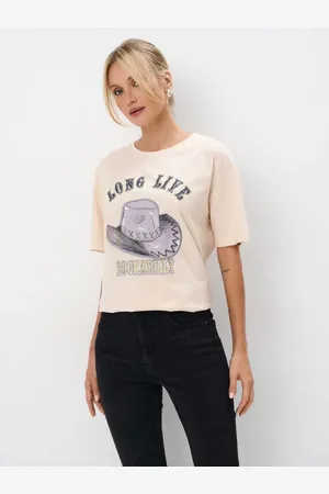 Mohito T-shirt stampatabeige