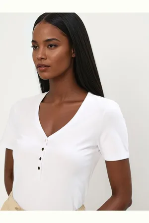 Mohito T-shirt con scollo a Vbianco