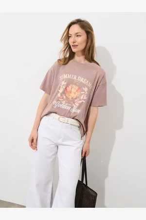 Mohito T-shirt in cotone con stampabeige