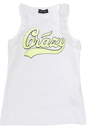 MONNALISA Bambina T-shirt senza maniche - Top con gale scritta lurex