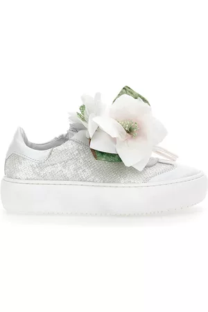 MONNALISA Bambina Sneakers con glitter - Sneakers pelle e paillettes con magnolia