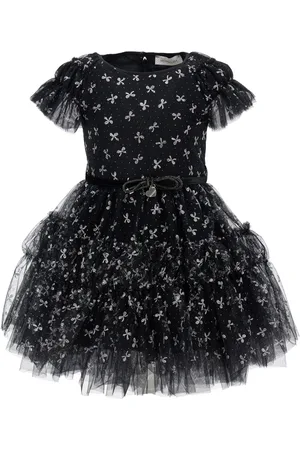 Abito in jersey con gonna in tulle - Nero/argentato - BAMBINO