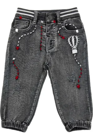 MONNALISA Pantaloni denim ricamati