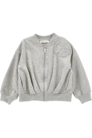 MONNALISA Felpa con zip ricamo anemoni