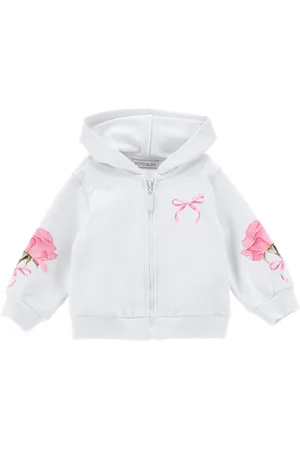 MONNALISA Felpa hoodie aperta con rose