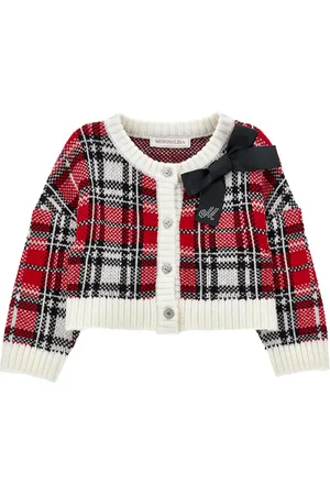 MONNALISA Cardigan misto lana tartan