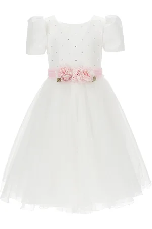 MONNALISA Abito raso duchesse e tulle glitter