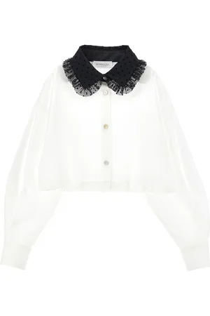 MONNALISA Camicia cropped colletto velluto