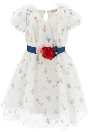 MONNALISA Abito tulle stampa botanica