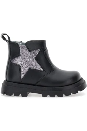 MONNALISA Scarponcini pelle con stella glitter