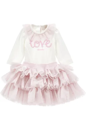MONNALISA Completo 2 pezzi ricamato con tulle stampato