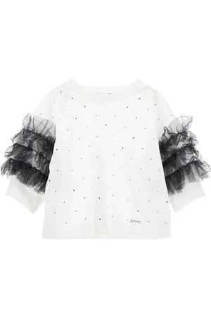 MONNALISA Top jersey strass e tulle