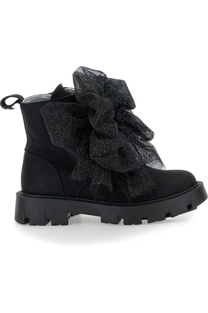 MONNALISA Scarponcini pelle fiocco glitter